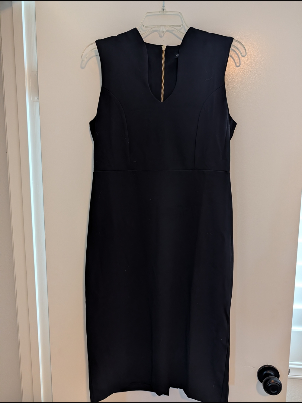 Nina Leonard Black Sleeveless Midi Sheath Dress